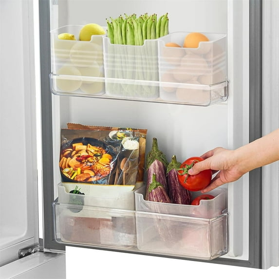 Yayun Refrigerator Organizer Box, Plastic Translucent Containers for Storage, Space-saving Refrigerator Side Door Organizer for Fridge Kitchen Fruits, Vegetables Storage (Clear, 7"x4"x5")