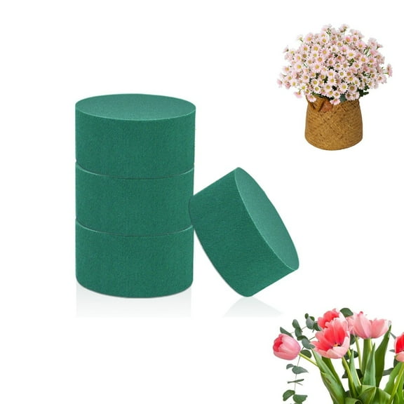 Yayun Round Floral Foams,6.5x6.5x1.6In Portable Green Floral Foam Blocks for Flower Arranging,Set of 4 Durable Florist Supplies for Crafting,Wedding Decoration