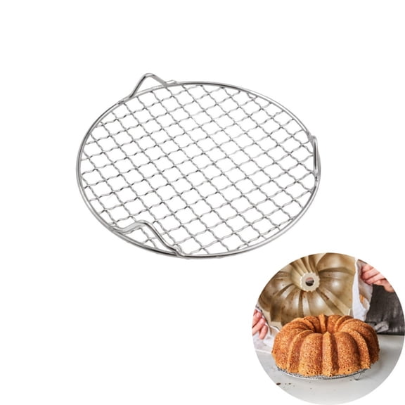 Yayun Stainless Steel Baking Rack,1Pc Reusable Grill Wire Cooling Racks for Air Fryer,5.1x5.1x2In Portable Round Barbecue Mesh for Picnic