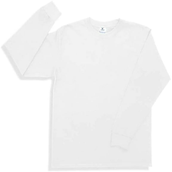 Yazbek Men's Heavy Weight (5.9-Ounce) Crew Neck Long Sleeve T-Shirt - White