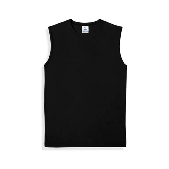 Yazbek Men's Heavy Weight (5.9-Ounce) Crew Neck Sleeveless Muscle T-Shirt - Black