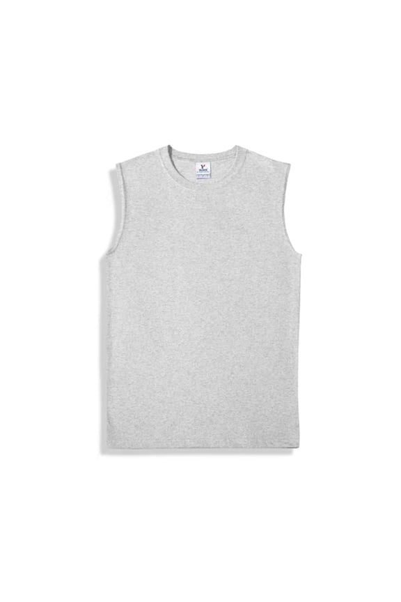 Men's Heavy Weight (5.9-Ounce) Crew Neck Sleeveless Muscle T-Shirt - Heather Grey