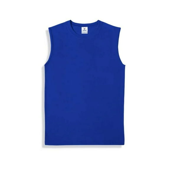 Yazbek Men's Heavy Weight (5.9-Ounce) Crew Neck Sleeveless Muscle T-Shirt - Royal