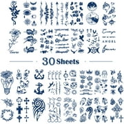 Yazhiji 30 Sheets Semi Permanent Tattoos for Women Grils,Realistic Fake Tattoos Waterproof and Long Lasting 1-2 Weeks!Premium Temporary Tattoo Classic Flower Butterfly Style