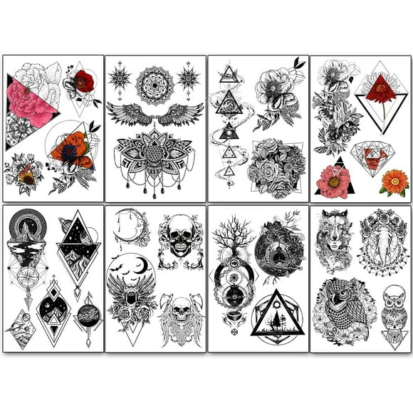 Yazhiji 32 Pieces Fake Tattoo Patterns Totem Flower Rose temporary tattoo stickers for women men boys girls sexy body art big arm tower drawing sunflower