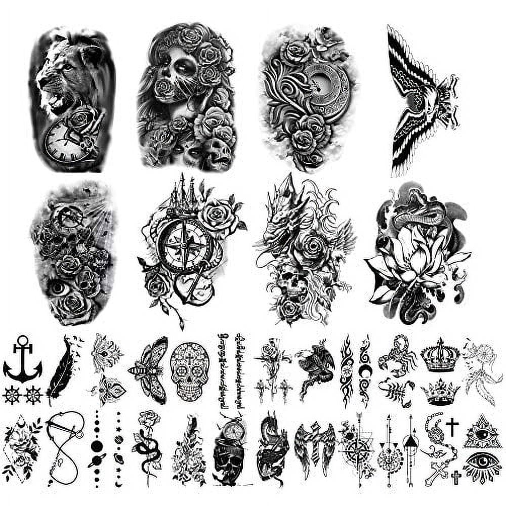 Yazhiji 32 Sheets Temporary Tattoos Stickers, 8 Sheets Fake Body Arm