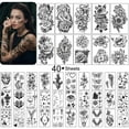 thumbnail image 1 of Yazhiji 40 sheets Waterproof Temporary Tattoos Flowers Rose Butterfly Fake Tattoo Mix Style Lasting Body Art Tattoo Stickers for Women or Girls, 1 of 9