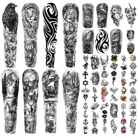 Yazhiji 46 Sheets Extra Large Full Arm Waterproof Realistic Temporary Tattoo For Men And Women(L22.8“xW7”)