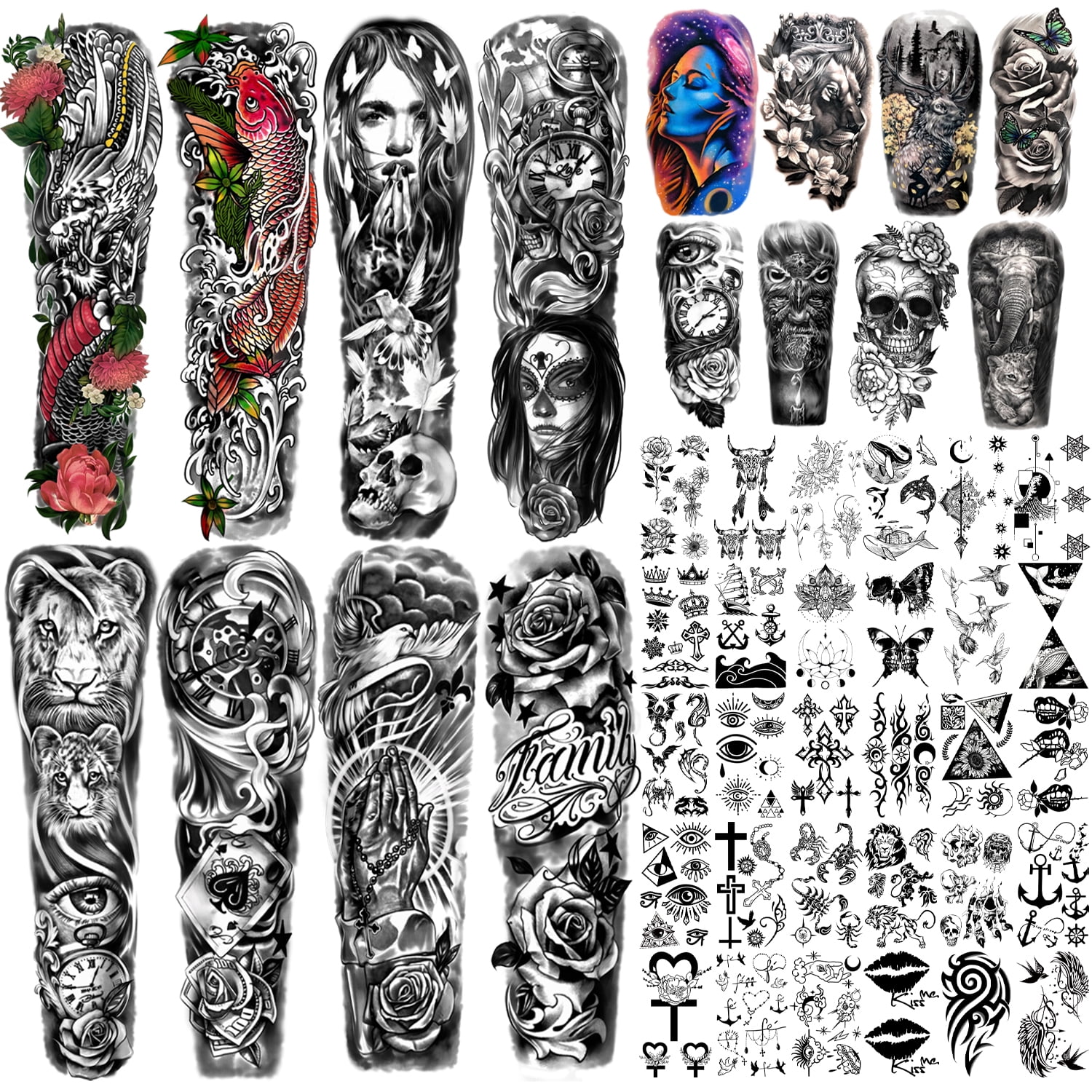  Panda Legends 3 Sheets Snake Scales Temporary Tattoos Body Art  Tattoo Stickers for Halloween Cosplay Costume Party,multicolor,one size :  Beauty & Personal Care