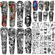 Yazhiji 46 Sheets Full Half Arm Temporary Tattoos Extra Large Waterproof Fake Tattoo Sleeve for Girls Adult Women or Men