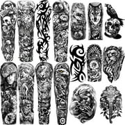 Yazhiji Full Arm Temporary Tattoos 8 Sheets and Half Arm Shoulder Waterproof Tattoos 8 Sheets, Extra Large Tattoo Stickers for Men and Women (22.83"X7.1")