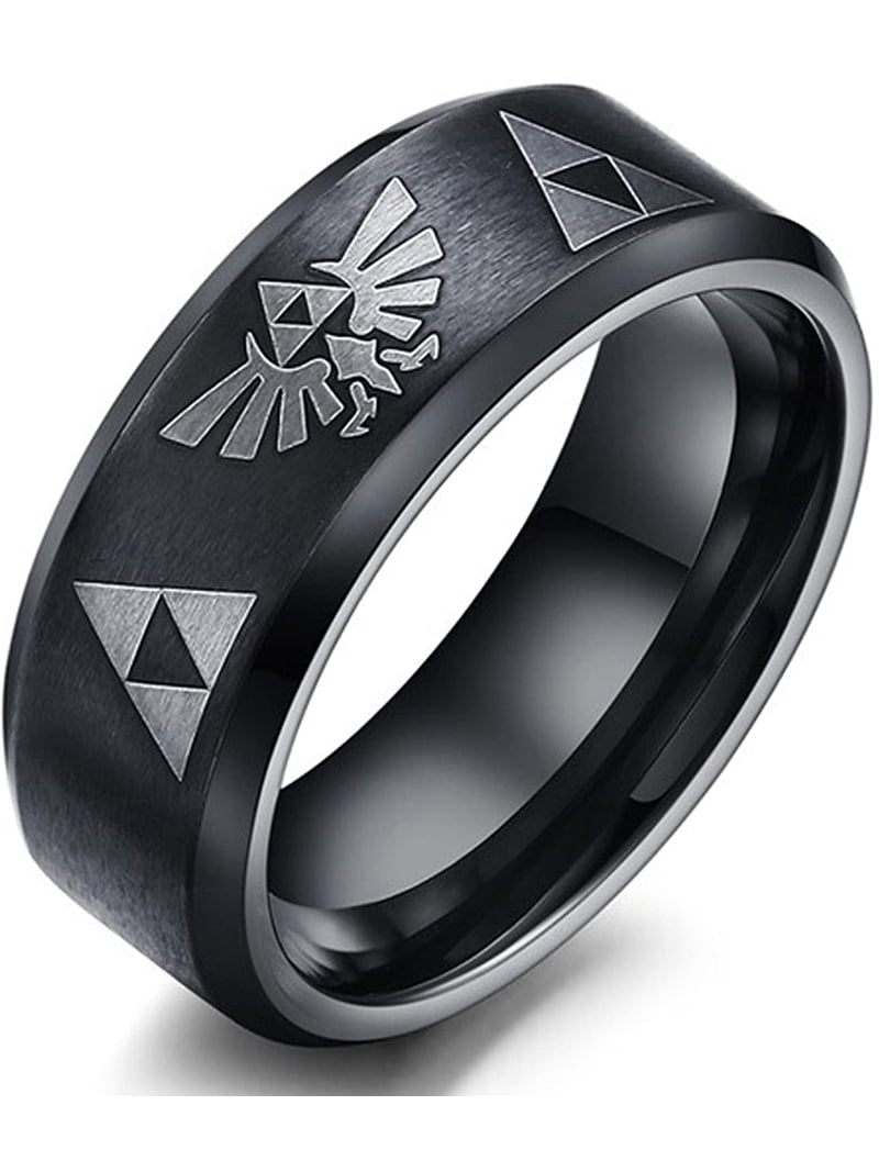 Yazi 8mm The Legend of Zelda Triforce Ring, Stainless Steel Matte