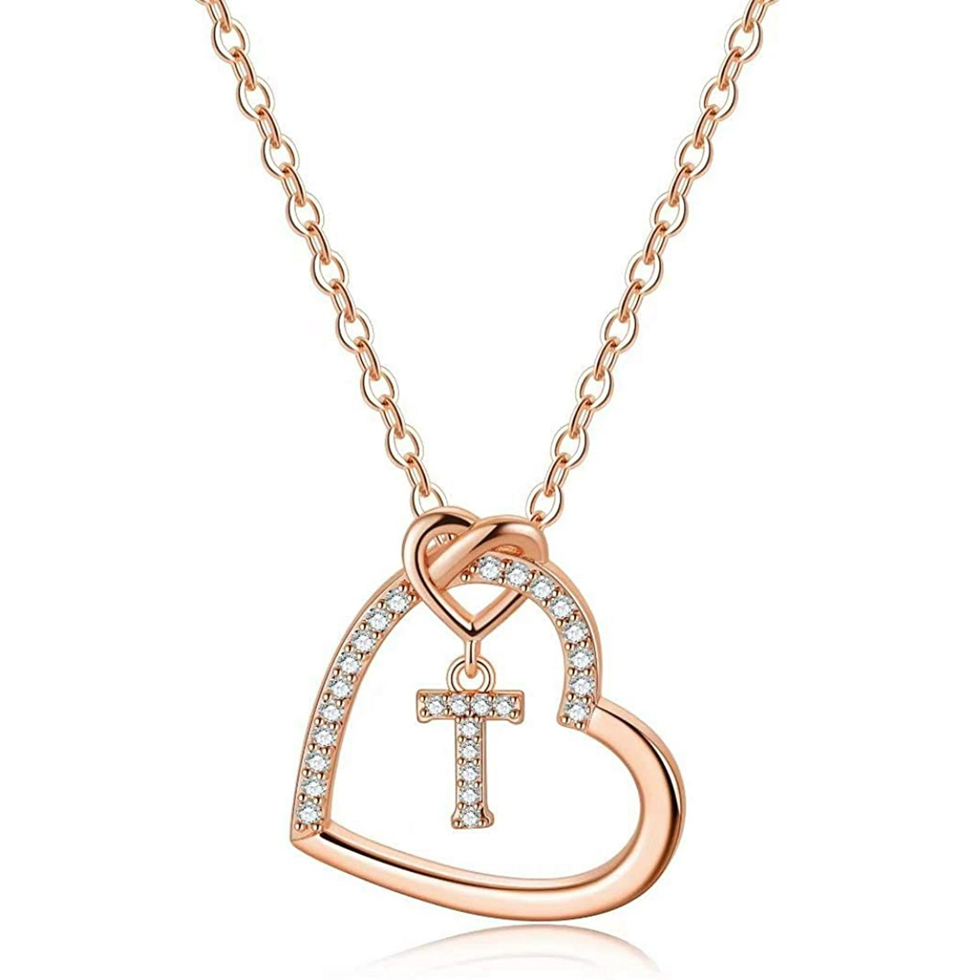 Yazi Heart Pendant Initial Necklaces, 14K Gold Filled Heart Initial  Necklaces for Teen Girls Women, Dainty Letter Necklace for Women Kids Girls  Jewelry Cute Heart Necklace Jewelry for Girls Gifts 