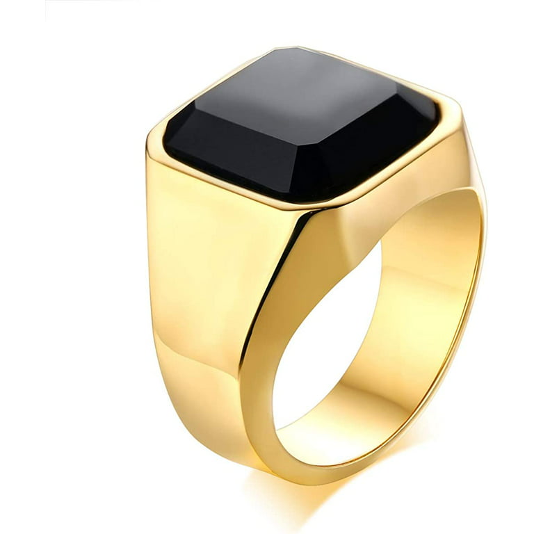 Onyx Ring Pinky Ring Signet Ring. Black Signet Ring Square 
