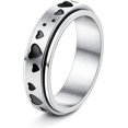 thumbnail image 1 of Yazi Stainless Steel Spinner Ring for Women Men Fidget Band Rings Moon Star Flower Heart Infinity Filigree Sand Blast Finish Ring Set for Stress Relieving Wedding Promise Size 5-10, 1 of 13