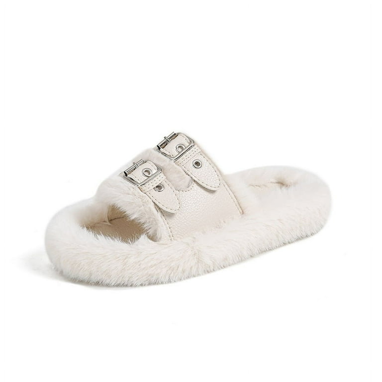 Rabbit fur lined slippers clearance