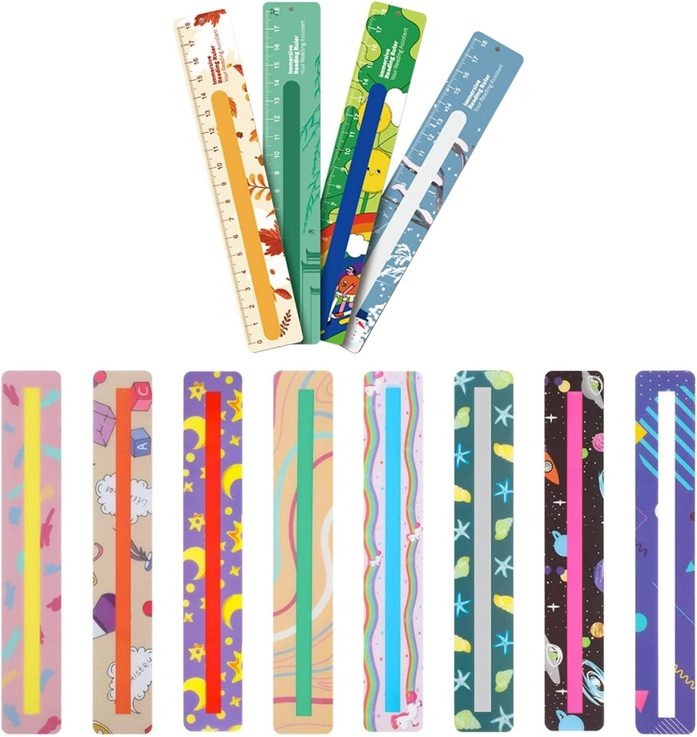 Yazoeiaing 12 Pieces Reading Guide Strips for Kids Dyslexia Tools