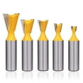 Yazoeiaing 5 Pieces Dovetail Router Bits, 1/2 Inch Shank HalfBlind