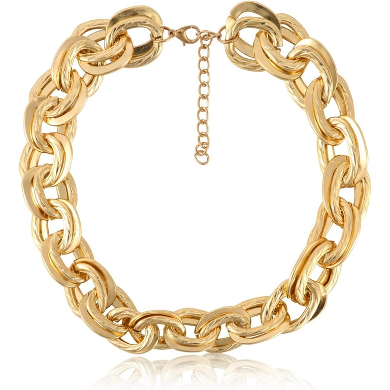 Yazoeiaing Gold Chunky Necklace, Thick Chain Necklaces Double O 