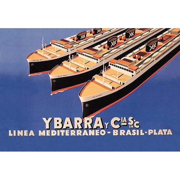 Ybarra and Company Mediterranean-Brazil-Plata Cruise Line Fine art canvas print (20" x 30")