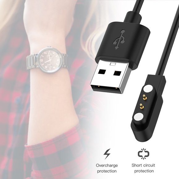 TOOBUR IDW16 Smart Watch Charger, Magnetic USB Charging Cable Replacement Compatible With 1.95\" Watch, Faweio, Quican (Black