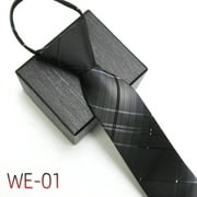 Ybeauty Business Tie Striped Zipper Men Plaid All Match Neck Tie for Wedding