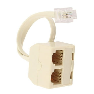 Ybeauty RJ11 6P4C Male to Female 2 Way Outlet Telephone Jack Line Splitter Adapter