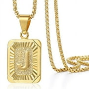 Ybenlow Letter J Gold Filled, Initial Necklace Stainless Steel, 22 in Unisex
