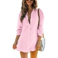 Ybenlow Women Button Down Shirts Summer Beach Cover Up Cotton Long
