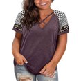 thumbnail image 1 of Ybenlow Women Plus Size T-Shirts Tops Short Sleeve Shirts Criss Cross Casual Loose Tee L-5XL, 1 of 3