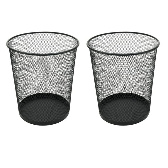 Ybm Home Black Steel Mesh Round Open Top Waste Basket Wire Bin Trash Can for Office Kitchen Bathroom Home 4.75 Gallon 2 Pack