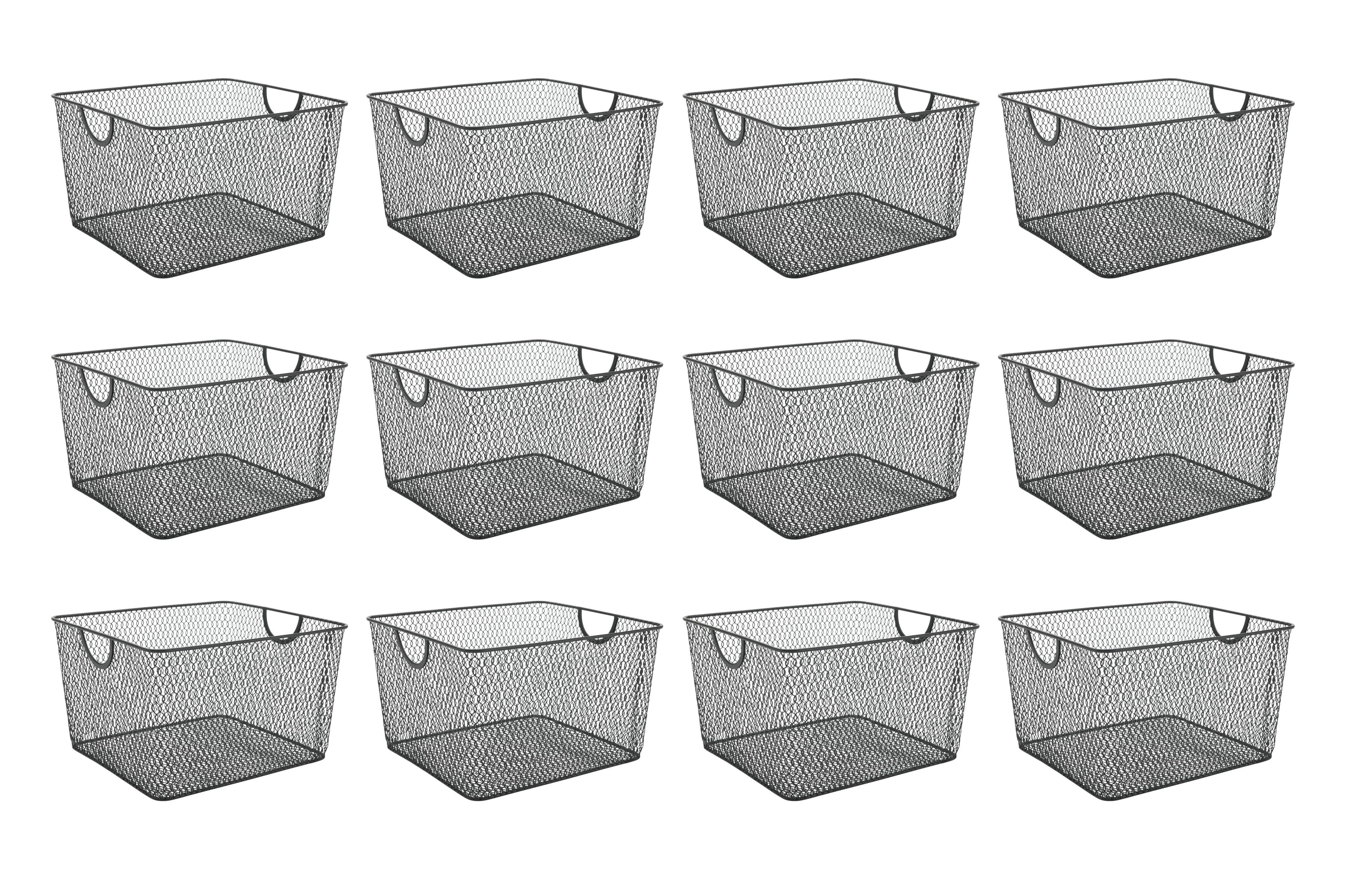 Ybm Home Household Wire Mesh Open Bin Shelf Storage Basket Organizer, 10” x 9” x 6” (12-Pack), Black