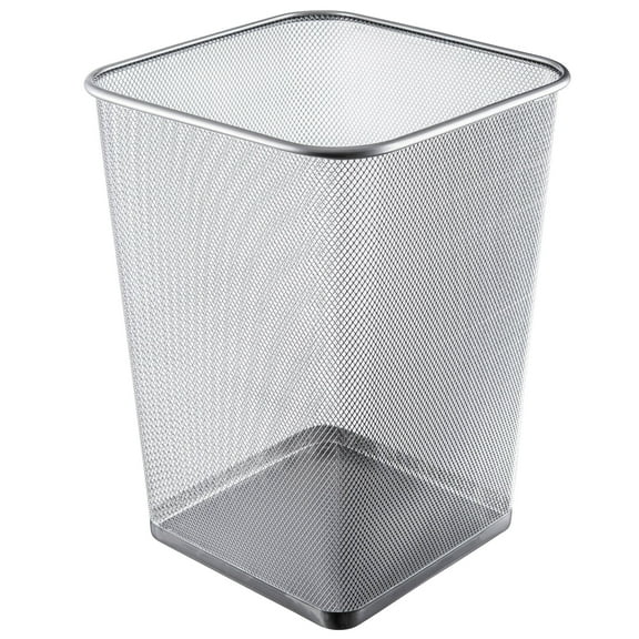 Ybm Home Steel Silver Mesh Square Open Top Waste Basket Wire Bin Trash Can for Office Kitchen Bathroom Home Capacity 5 Gallon