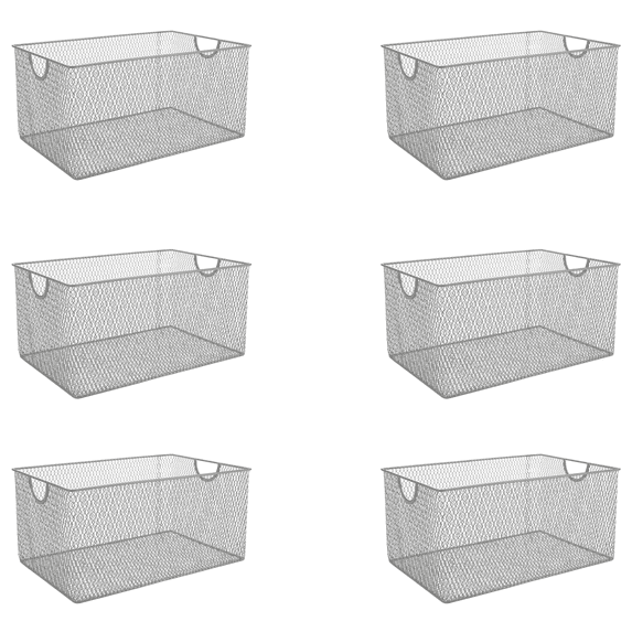 Ybm Home Wire Mesh Open Bin Shelf Storage Basket Kitchen Pantry Organizer Silver Upper Length: 13.50 Width:8.65 Height:6.40 Weight 1.080
