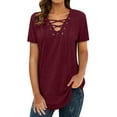 thumbnail image 1 of Ybnelow Women Short Sleeve T-shirt V Neck Casual Top, 1 of 1