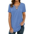 thumbnail image 1 of Ybnelow Women Short Sleeve T-shirt V Neck Casual Top, 1 of 1