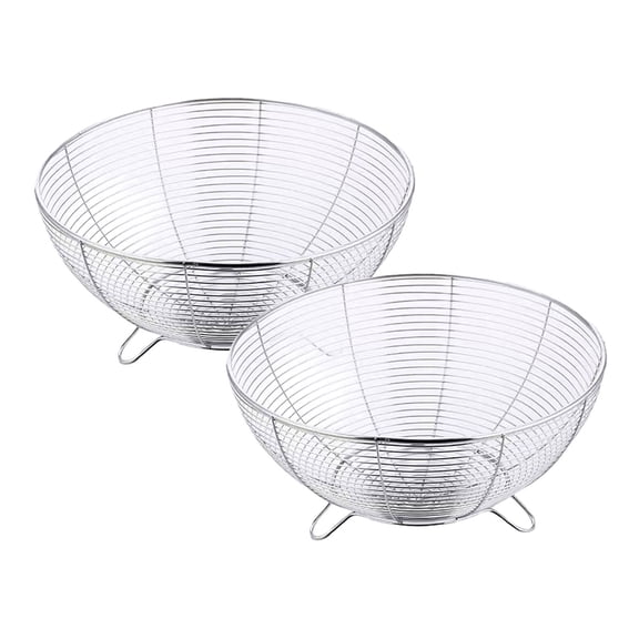 Ybomd,2-Pack Stainless Steel Wire Fruit Baskets  Large Countertop Bowls for Fruits, Vegetables, and Bread Storage