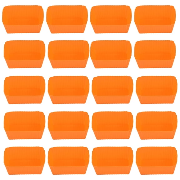 Ybomd,20-Pack Orange Silicone Rectangular Muffin Cups – Non-Stick Reusable Liners for Creative Kitchen Use
