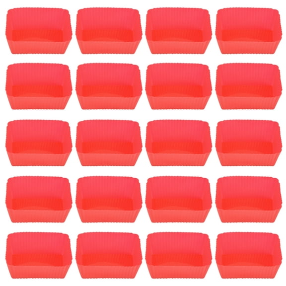 Ybomd,20-Pack Red Silicone Rectangular Cake Molds – Non-Stick Reusable Liners for Baking, Freezing, and Serving