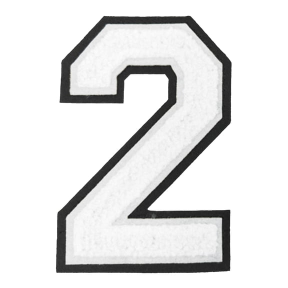 Ybomd,4.2 Inch Bold White Number Patch – Iron-On Fabric Embellishment for Customizing Apparel and Accessories – Number 2