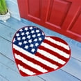 thumbnail image 1 of Ybomd Under $5 4th of July American Flag Heart Shaped Bathroom Rugs Non Slip Patriotic Red White and Blue Rug Mat Washable Welcome Mats for Front Door Independence Day Memorial Day Bedroom H, 1 of 6