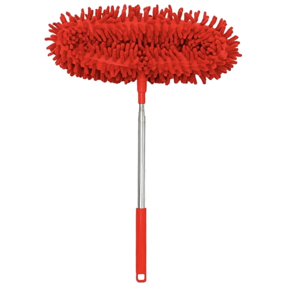 Ybomd,Adjustable Long-Reach Duster - Red, Bendable Chenille Sweeper with Retractable Handle for Ceiling Fan and High-Place Dust Removal
