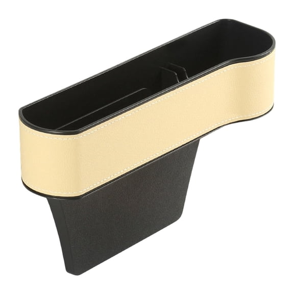 Ybomd,Beige Car Console Organizer Passenger Side,Car Side Storage Box,Leather Console Organizer Fills Gap to Hold Phone, Sunglasses, or Small Items.