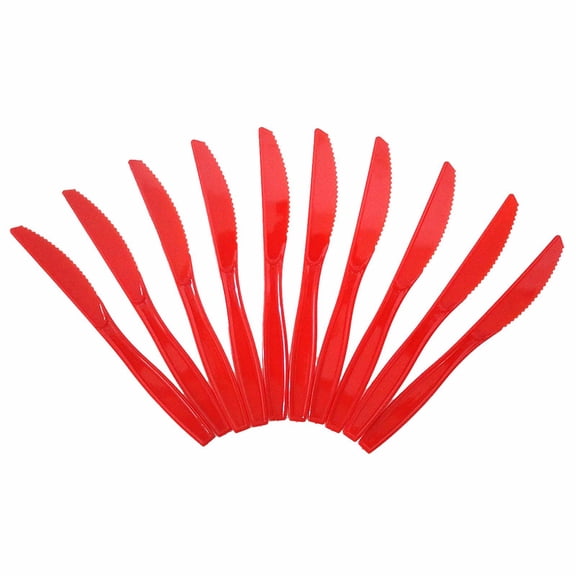 Ybomd,Halloween Themed Red Plastic Knives, Blood Print Design, 10-Count Disposable Cutlery for Party Tableware