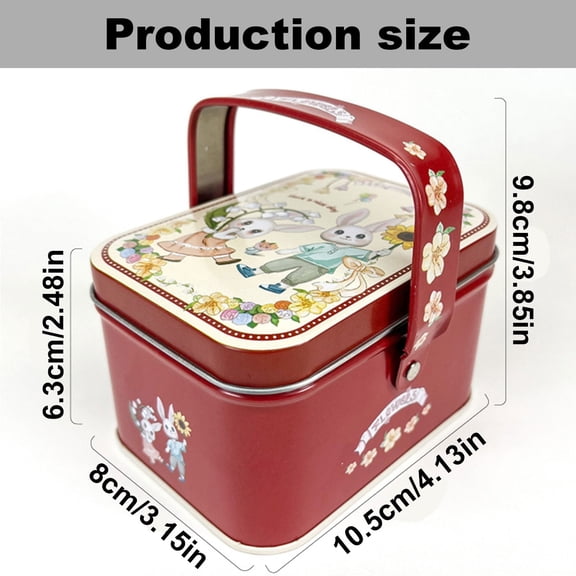 Ybomd,Handheld Rabbit Pattern Tin Box,Bunny Storage Box White Minimalist,Suitable for Baking Packaging, Cookie Candy Storage, Portable Carry and Festival Gift Wrapping Application