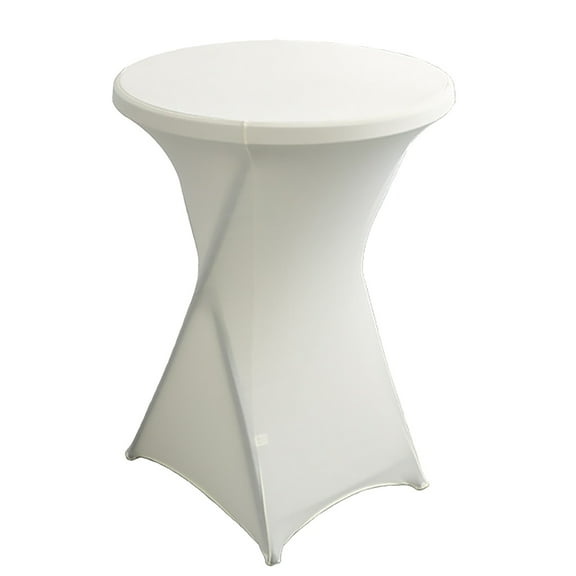 Ybomd,Ivory Stretch Table Cover for Wedding Reception,Stretch Cocktail Table Cover,Spandex Round Tablecloth, Fits Snugly for Weddings & Cocktail Events