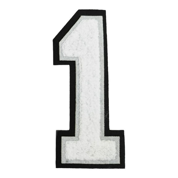 Ybomd,Large 4.2 Inch White Number 1 Iron-On Patch – Durable Fabric Embellishment for Jerseys, Jackets, Backpacks, Caps, and DIY Customization Projects