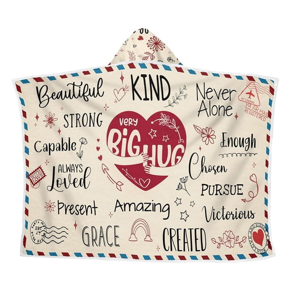 Ybomd,Mothers Day Blanket,Big Hug Blanket,Soft Warm Flannel Hooded Bedspread Envelope Design Machine Washable for Women Lazy Home Decor Air Conditioner Camping