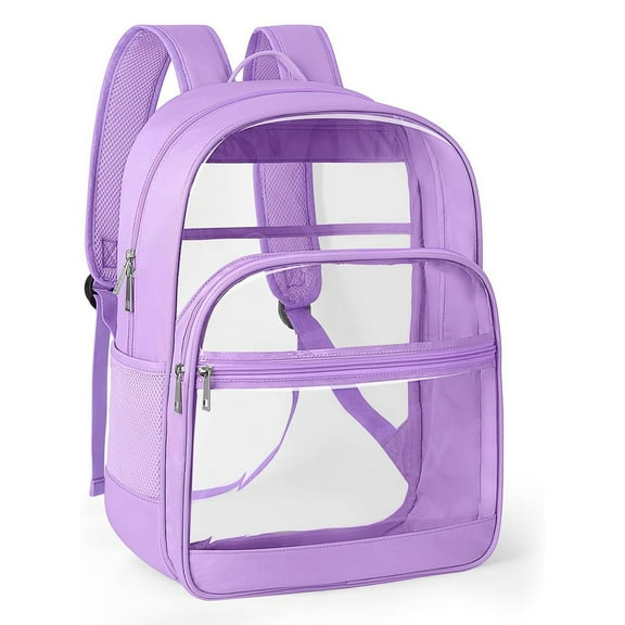 Ybomd,Purple Transparent Backpack, PVC Fabric Bookbag with Reinforced Strap, Large Capacity for Outdoor Travel, Waterproof & Durable