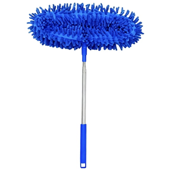 Ybomd,Retractable & Bendable Dusting Tool - Blue, Versatile Chenille Duster with Adjustable Pole for High Ceilings, Fans, and Furniture